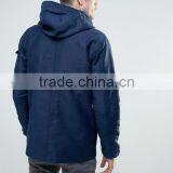 2017 Best Price Durable Press-Stud Fastening Drawstring Hood 100% Cotton Twill Navy Casual Men Winter Jacket thumbnail-2