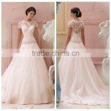 Pink Chiffon Cap Sleeve Ball Gown Lace Pakistan Wedding Dress thumbnail-1