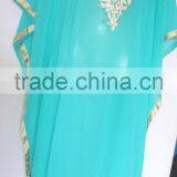 AQUA BLUE EMBROIDERED Georgette CAFTAN Kaftan Tunic Poncho Zip Cover up thumbnail-1
