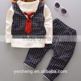 long sleeve spring and fall boutique sets baby boy plaid outfits