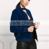 MGOO Never Out Of Fashion Crewneck Zipper Up Jackets Ladies Rib Cuff And Bottom Your Own Tags Bomber Jackets thumbnail-5