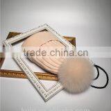 Parent-child Girl Women Genuine Dyeing Raccoon Fur Pompom Winter Hat Beanie Thick Knitted Cap With Fox Pom Ball Lady Children thumbnail-2