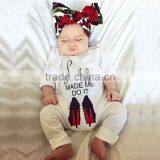 S17540A Cute Newborn Baby Girls Clothes With Long Sleeve Cotton Letter Printed Romper thumbnail-3