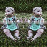 S33498W Kids Baby Girls Sleeveless Striped Bow Romper Offer-shoulder Straps Jumpsuit thumbnail-1