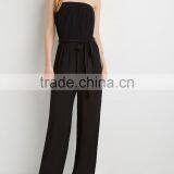 Strapless Chiffon Long Pants Jumpsuit With Self-tie Sash Belt thumbnail-1