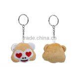 Monkey Animal Silver Tone Brown Emoji Heart Eyes Pattern Carved Plush Keychain & Keyring thumbnail-3