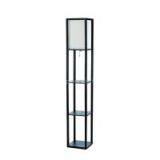 Storge Shelf Floor Lamp Natural Wood Frame With Shelves Lighting for Your Living Room Bedroom thumbnail-1