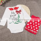 Online Wholesale funny christmas romper baby first rosette christmas clothes