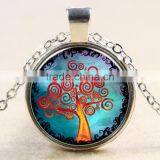 XP-TGN-LT-155 New Fashion Diy Image Time Tree Life Gemstone Charm Mandala Dome Cabochon Necklace For Promotional Gift