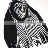 Stripe Woolen Shawl Lovers Tassel Winter Imitation Cashmere Knitted Vertical Thick Scarves thumbnail-2