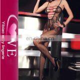 Spaghetti Strap Eyelash Lace Black Sheer Sexy Bodystocking thumbnail-4