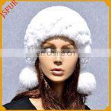 Winter Pom Pom Genuine Rabbit Fur Hat Wholesale From China thumbnail-1