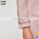 OEM Factory Faux Suede Trench Coat for Women Flowing Lapel Collar Design Trench Coats thumbnail-6