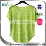 Women's Fluorescent Green Bat Sleeve Round the Hem T-shirt thumbnail-1