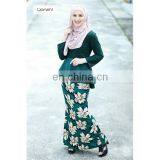 High Quality Women Muslim Dress Fashion Printed Design Elegant Baju Kurung Peplum thumbnail-2