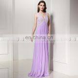 Wholesale Elegant V Neck Lace Top Chiffon Simple Long Evening Dresses SD386 thumbnail-2