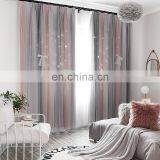 2020 Amazon Hot Selling Polyester Striped Double Lace Hollow-out Star Design Blackout Window Curtains For Bedroom Living Room thumbnail-2