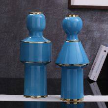Blue Human Child Boy And Girl Shape Gild Creative Ceramic Decoration Art Craft For Home thumbnail-1