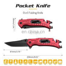 New Outdoor Survival Folding Knife Camping Self-defense Knife With Belt Clamp Grindstone Window Breaker Multi-functional Tool thumbnail-3