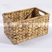 Direct Selling Rectangle Hand-woven Water Hyacinth Wicker Storage Rattan Baskets for Sundries thumbnail-4