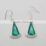 Elegant Dangle Single Emerald Green Stone Earring for Young Lady thumbnail-2