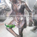 Bronze Kicking Shuttlecock Lovely Girl Sculpture