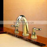 Golden Finish Deck Mount Brass Basin Faucet With Double Handle BNF594