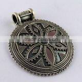 Round Shape Oxidized Plain Silver 925 Sterling Silver Pendant thumbnail-1