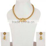 Indian Gold Plated Chain Necklace With Earrings Set For Girls/Women thumbnail-1