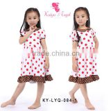 kaiya wholesale 2016 cotton fabric cute girls short sleeve lovely dot dress