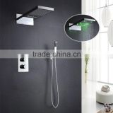 concealed led 3 color shower mixer 3 function wall mounted thermostatic shower faucet mixer with hose