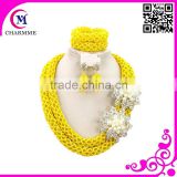 shinning colorful bead chunky necklace with fashion handmade chunky bead necklace with african beads jewelry set