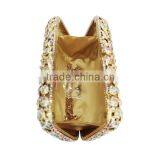 Gold Metal and AB Color Crystal Evening Clutch Bag Woman Handbag Ladies Party Bag (88162A-AB) thumbnail-5