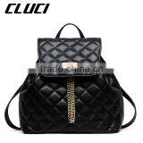 Leather Plaid Girls Branded College Bag Backpack Stylish With Chain thumbnail-1