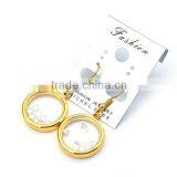 Womens Fashion Round Earrings Stainless Steel 18k Gold Plated Glass Earrings thumbnail-5