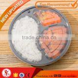 Yoyo Check Now Round Black 3 Compartment Disposable Plastic pp Food Storage Container