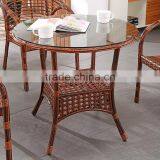 Flash Furniture Round Glass Rattan Table and 4 Rattan Stack Chairs thumbnail-3