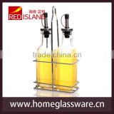 200ml glass oil and vinegar bottle set with metal stand