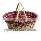 Oval Willow Basket With Double Drop Down Handles thumbnail-1