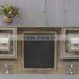 Antique Wooden Wall Shelf With Storage Drawers and Hooks thumbnail-5