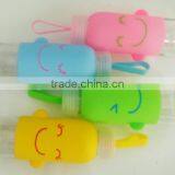 X008 Portable 300ML Glass Bottle Student Bottle With Silicone Sleeve Smile Water Sport Bottle thumbnail-2