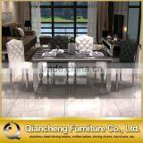 Modern Hot Sale Marble Top Stainless Steel Frame Dining Table Set With 6 Seater thumbnail-2