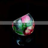 Pressed Flower Ring Real Turquoise Star Ferry Resin Dome Ring Floral Botanical Jewelry thumbnail-2