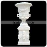 Large White Marble Stone Carving Flowerpot for Garden thumbnail-1