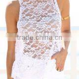 2015 Wholesale Low Price Sleeveless Sheer Lace Cutout Open Split Back See Through Top Vest Blouse thumbnail-1