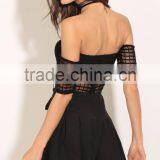 Grid Mesh Design Sexy Women Rompers off Shoulder Summer Playsuit Jumpsuit thumbnail-3