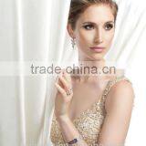 Gold Beaded Spaghetti Strap Bridesmaid Dresses Online thumbnail-3