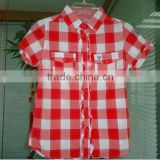 100%COTTON YARN DYED CHECK LADIES SHIRT WITH EMB. PATCH V597