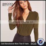 MGOO 2017 High Quality Green Olive Bodysuits Shirts Jersey 95% Cotton 5% Spandex Long Sleeves Fashion Shirts thumbnail-1