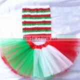 2014 New kids green with red with white chiffon fluffy tutu skirt girl tutu party dress set baby girl christmas clothes